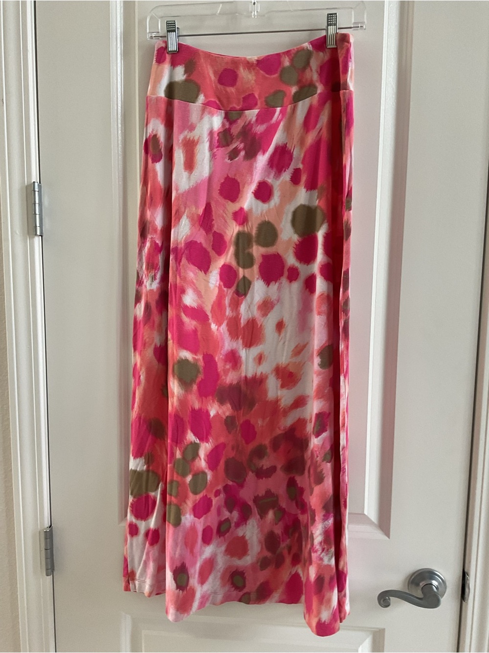 Tommy Bahama Pink and Olive Abstract Print Maxi Skirt